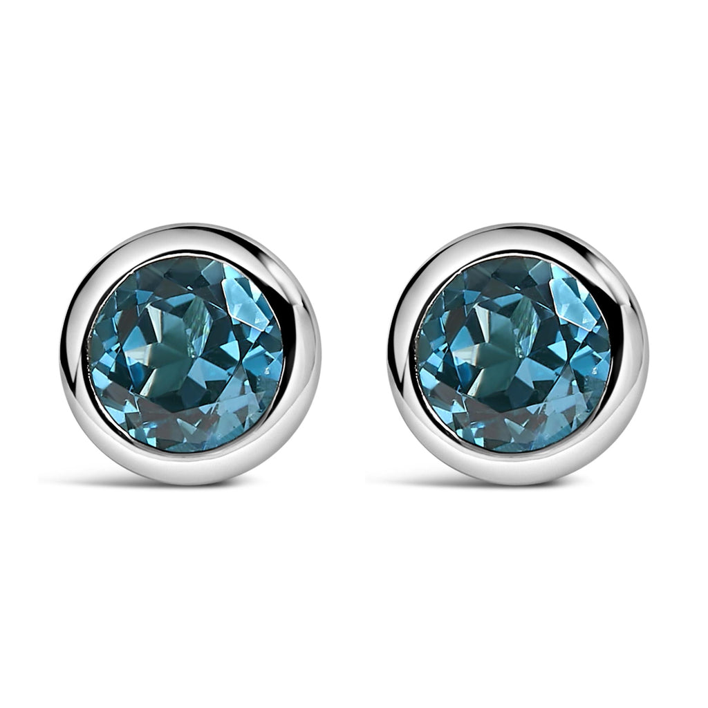 Ocean Blue Topaz Stud Earrings
