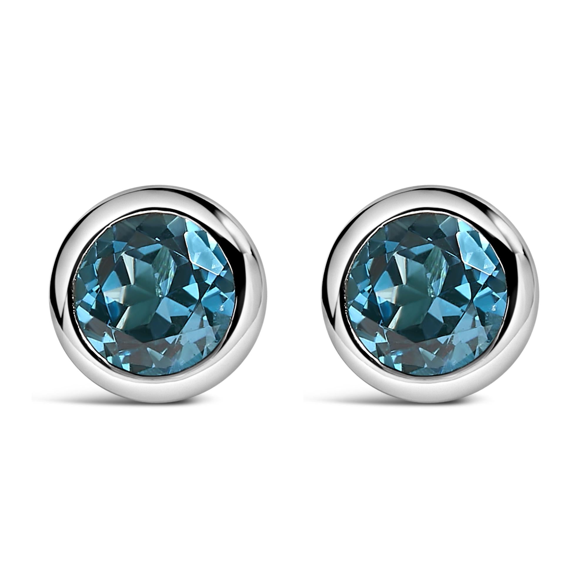 Ocean Blue Topaz Stud Earrings