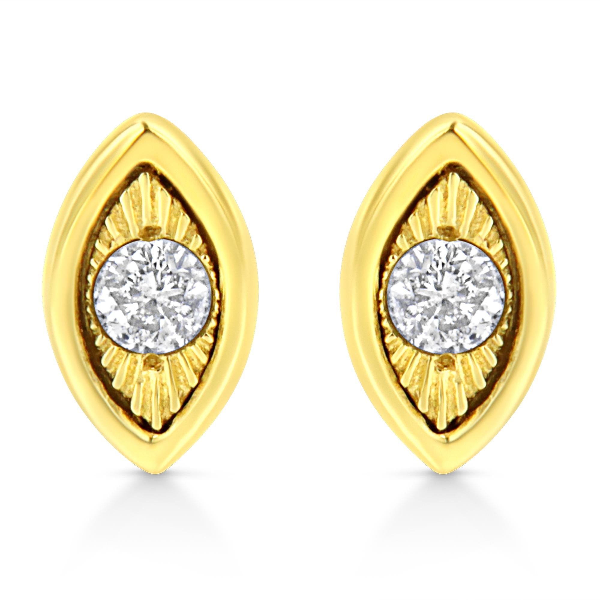 Golden Heart Diamond Stud Earrings