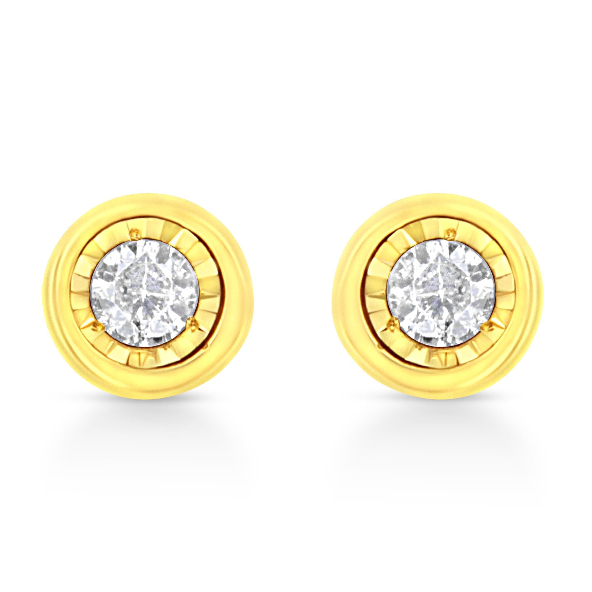 Golden Heart Diamond Stud Earrings