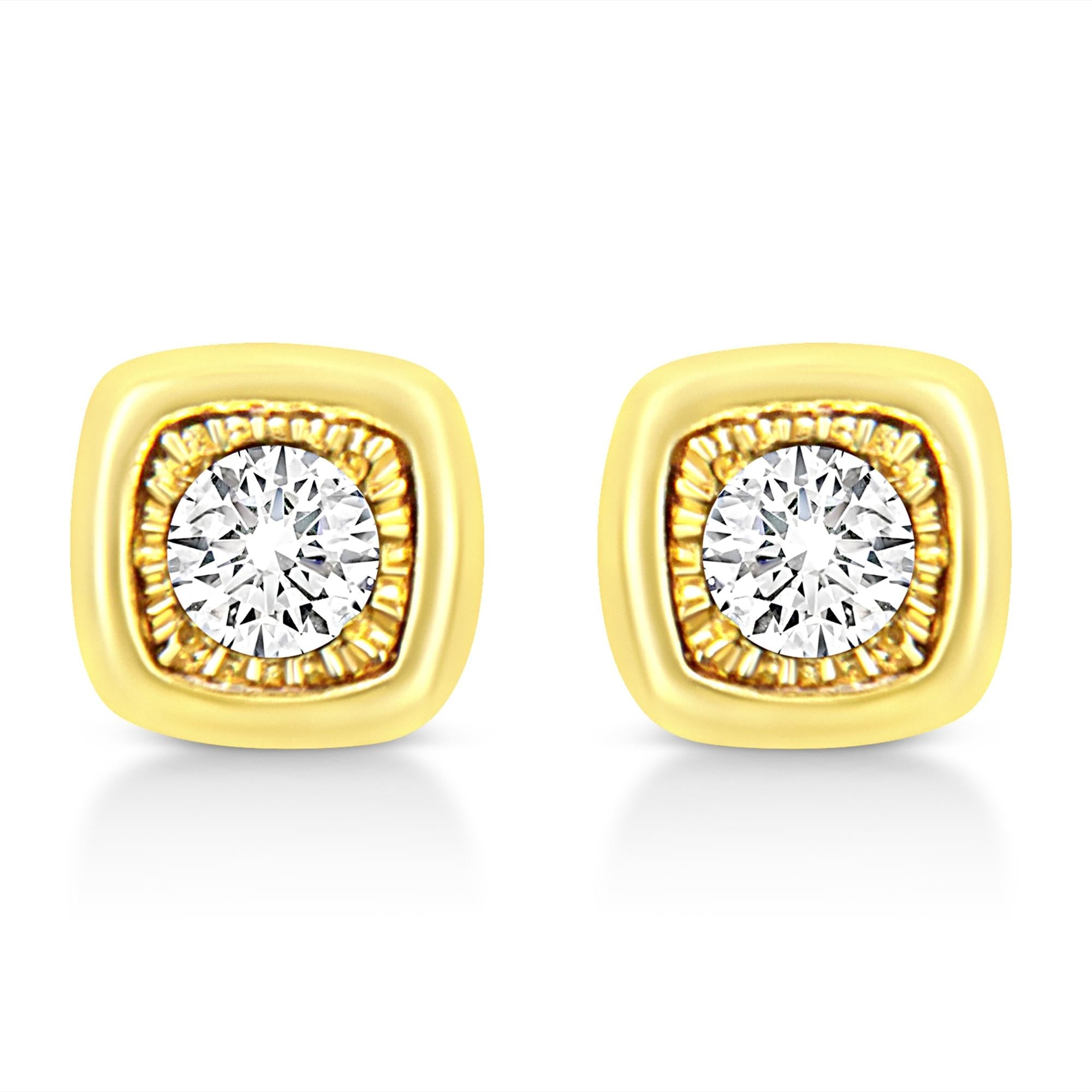 Golden Heart Diamond Stud Earrings