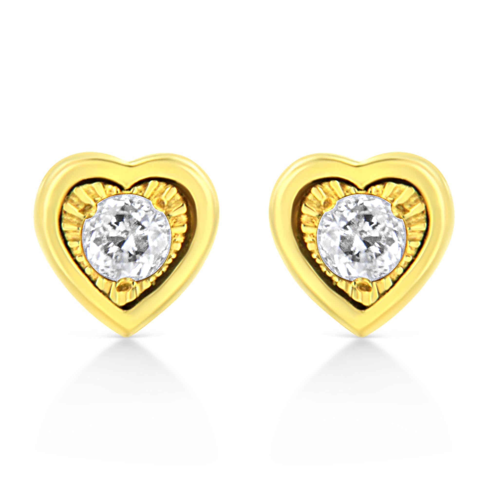 Golden Heart Diamond Stud Earrings
