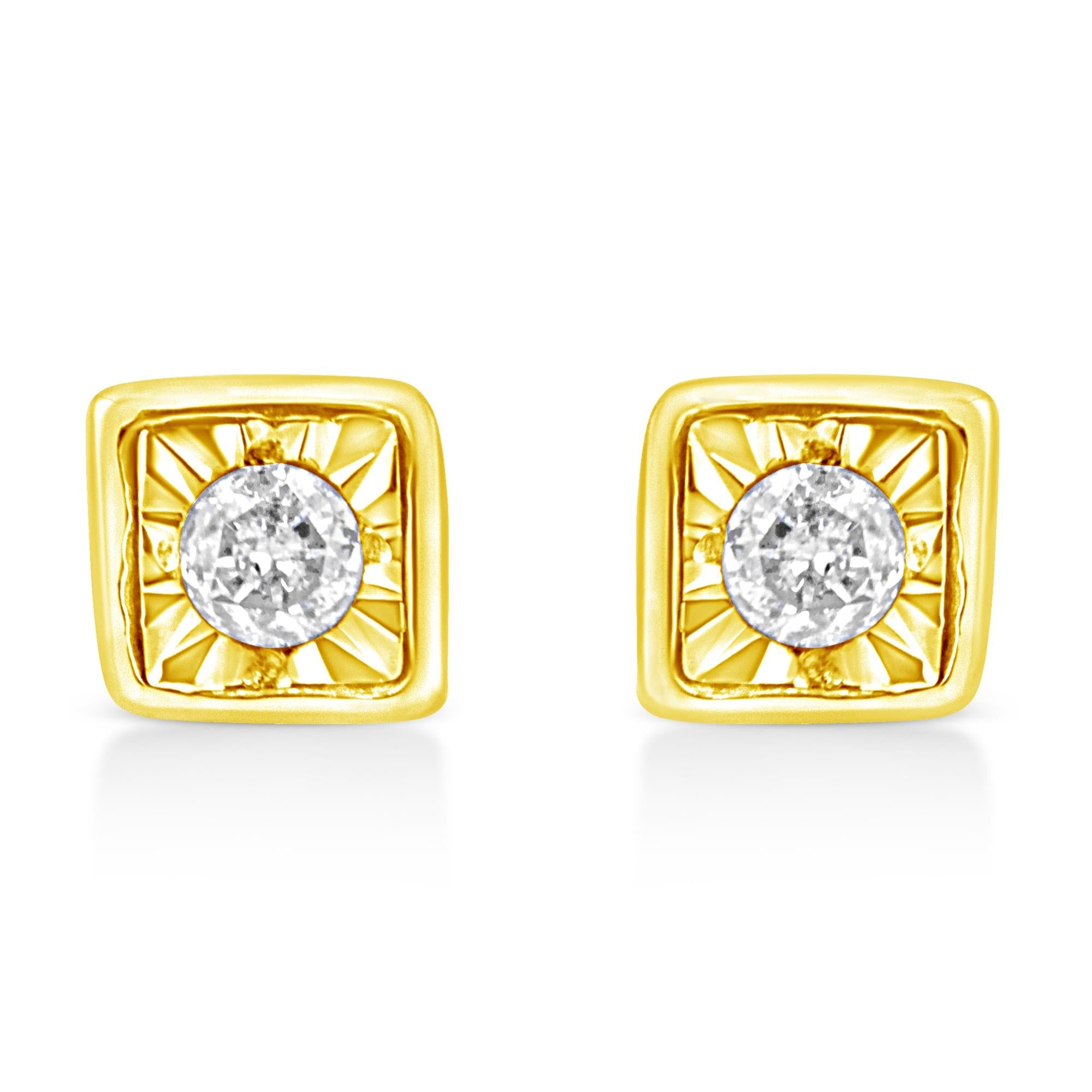 Golden Heart Diamond Stud Earrings