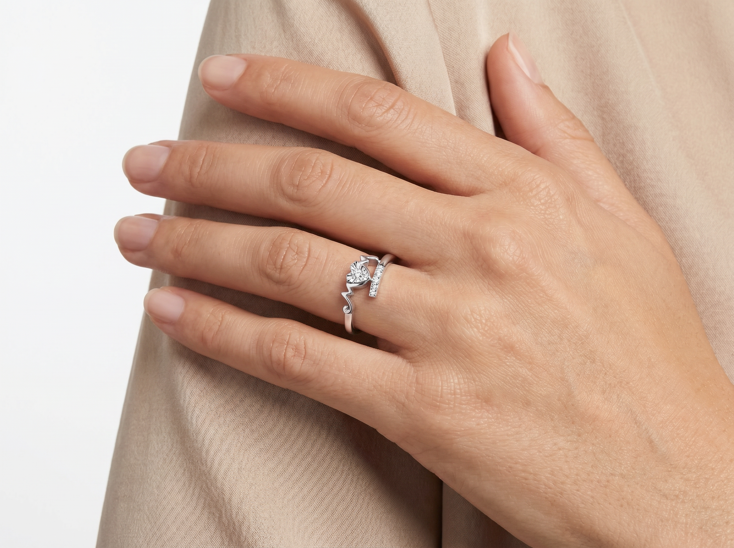 Diamond Heart Mom Ring