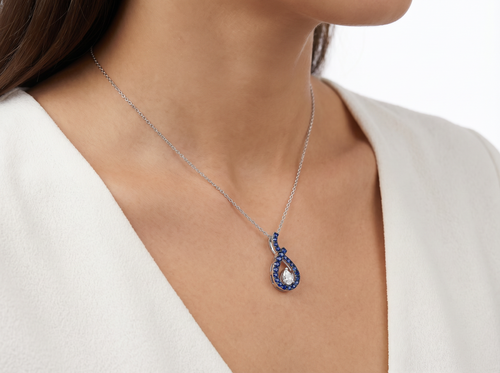 Azure Teardrop Pendant Necklace