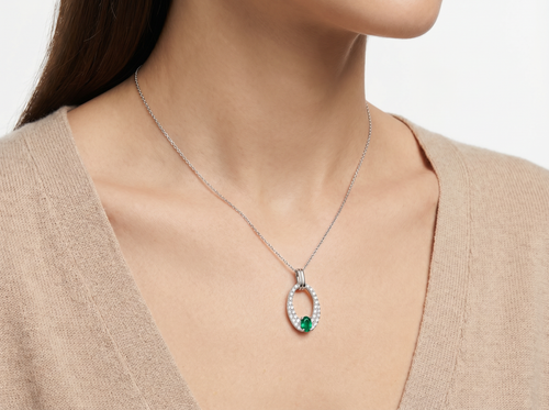 Emerald Halo Elegance Necklace