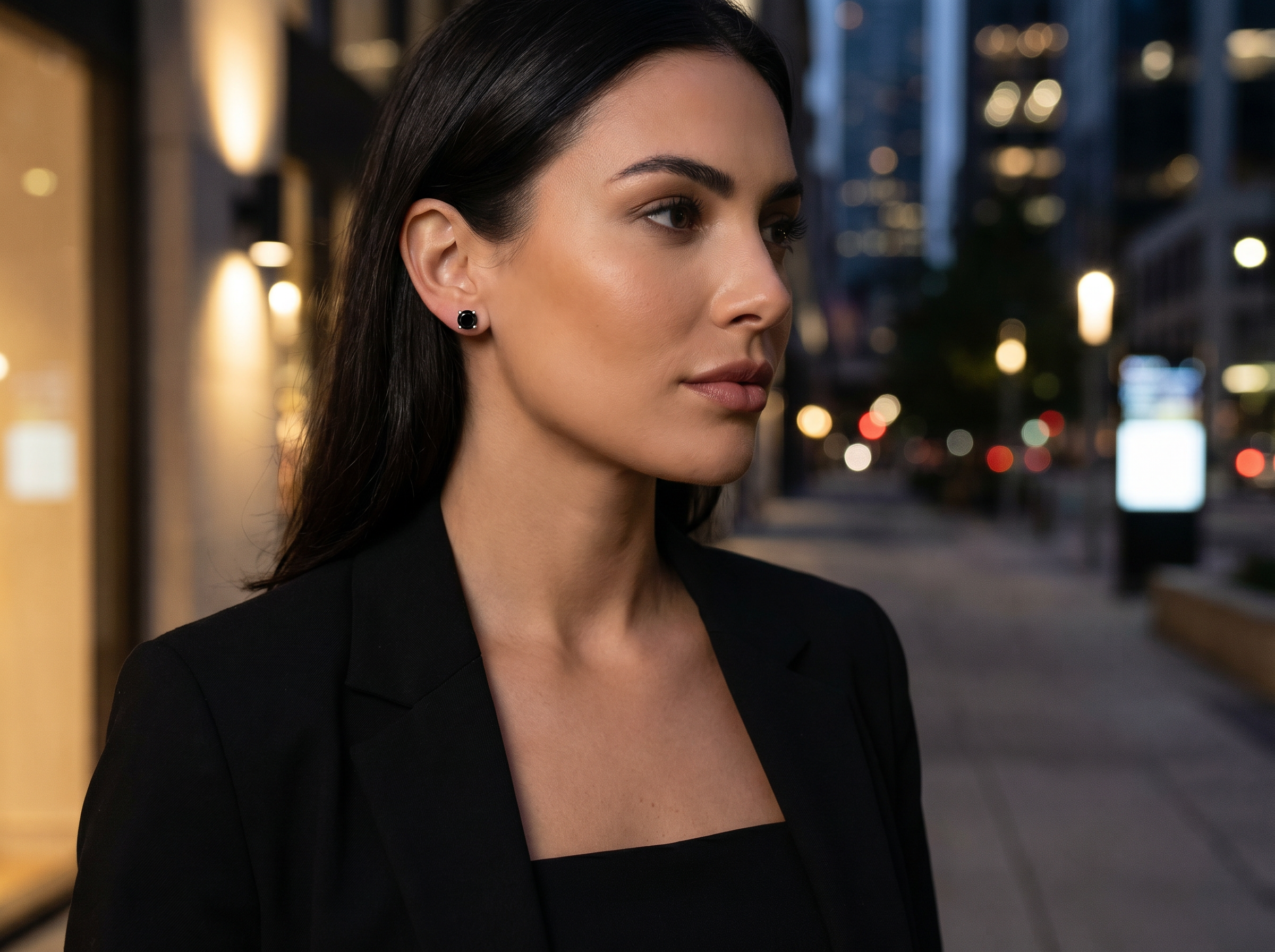 Midnight Diamond Stud Earrings